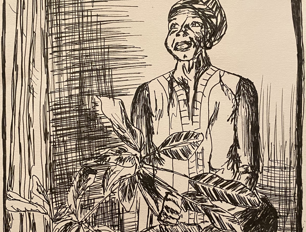 Pen drawing of Maya Angelou